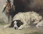 John emms An English Setter at the end of the Day (mk37) oil on canvas